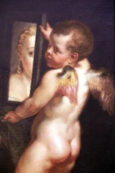Cupidon tenant un miroir (détail)